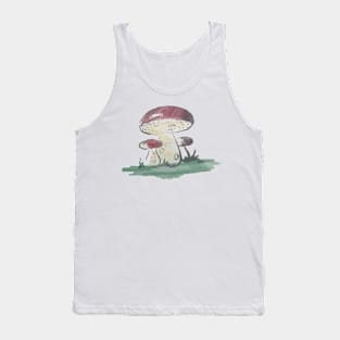 Mushroom Retro Vintage 60s Drawing Tank Top